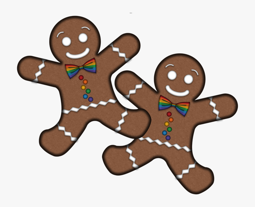 Two Overlapping, Gay Pride, Gingerbread Men With Rainbow-colored - Gay Pride Gingerbread Man, HD Png Download, Free Download