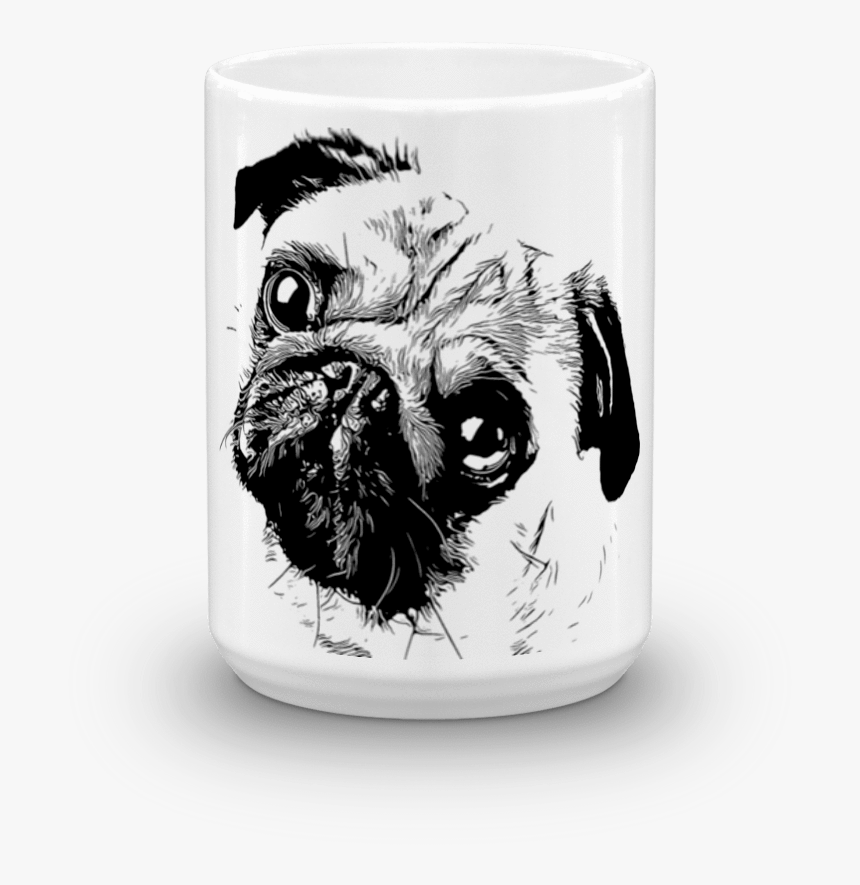 Pug Duotone Comic Black 15oz Mug - Pug, HD Png Download, Free Download