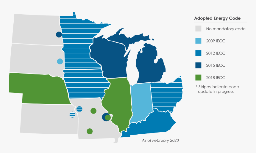 Map Denoting Commercial Building Energy Code Adoption - Schools Are In The Big 10, HD Png Download, Free Download