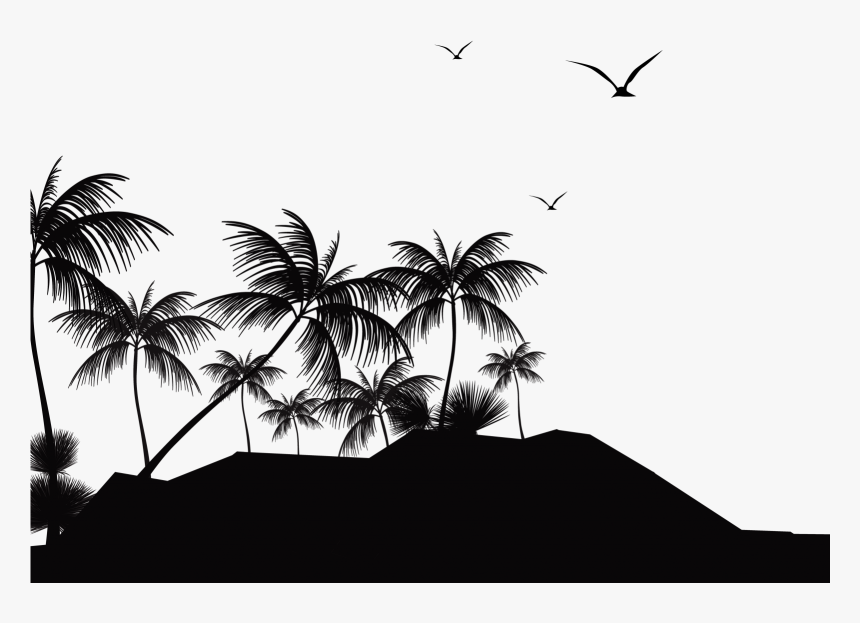 Tropical Island Silhouette Png Clipart , Png Download - Tropical Island Silhouette, Transparent Png, Free Download