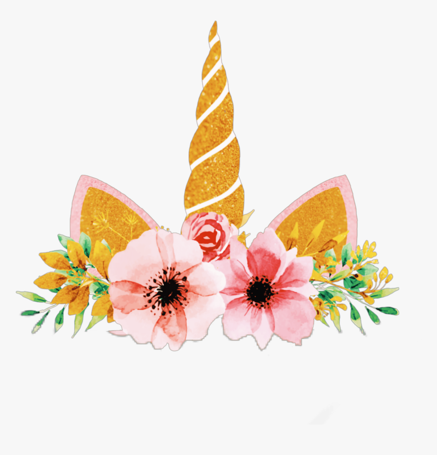 Pastel Flower Wallpaper - Unicorn Horn And Ears Png, Transparent Png, Free Download