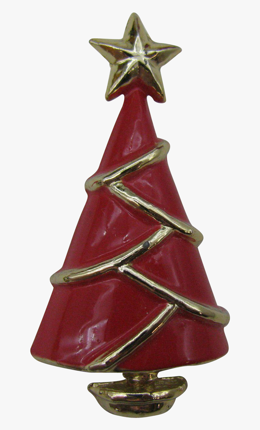 Modern Red Enameled Christmas Tree Pin - Christmas Tree, HD Png Download, Free Download