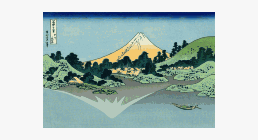 Vector Clip Art Of Of Mount Fuji Reflection In Lake - Mount Fuji Reflects In Lake Kawaguchi Hokusai, HD Png Download, Free Download