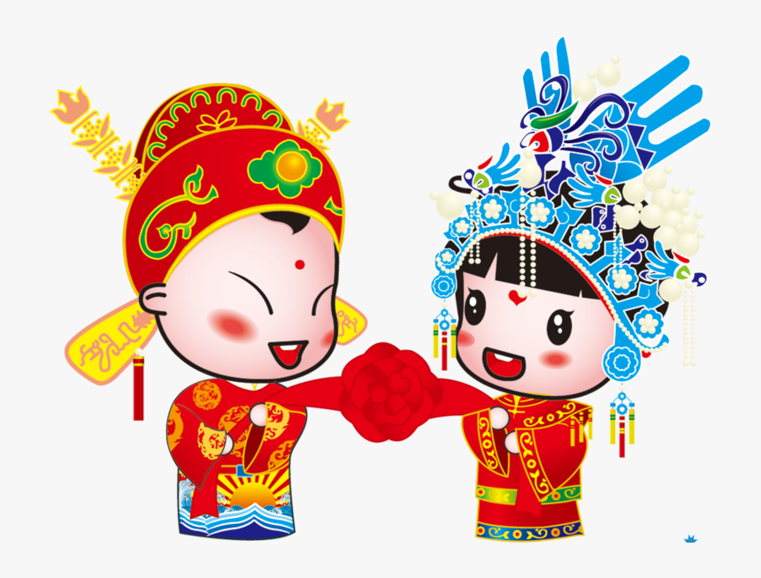 Chinese Wedding Couple Cartoon, HD Png Download, Free Download