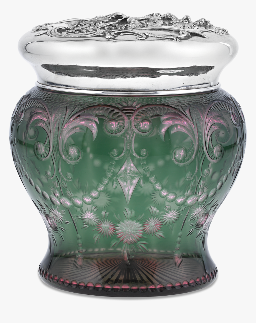 American Cut Glass And Silver Tobacco Jar - Vase, HD Png Download, Free Download