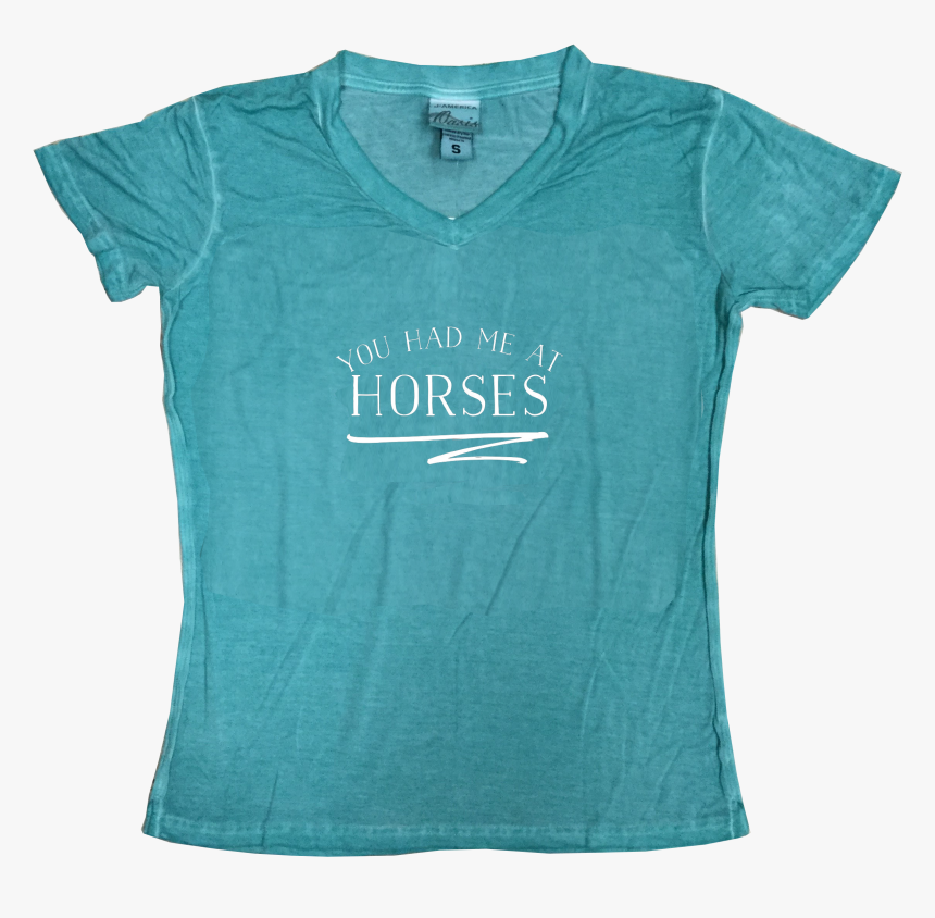 White You Had Me At Horse Squiggle Spearmint V-neck - Active Shirt, HD Png Download, Free Download