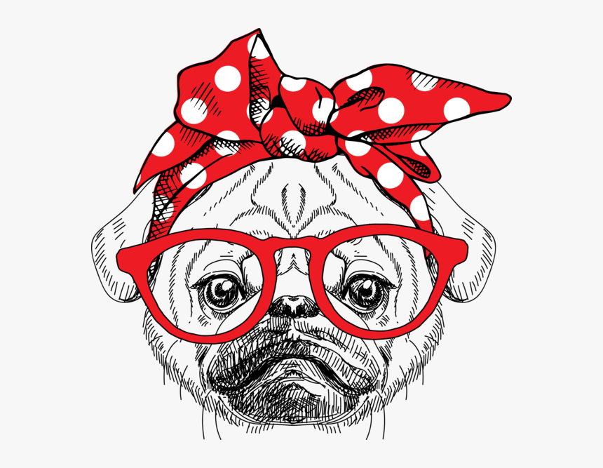 Pug Bandana Tee - Bulldog With Bow Clipart, HD Png Download, Free Download