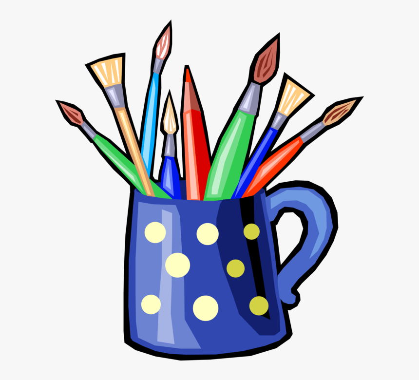 Pencils and paintbrushes in a cup Royalty Free Vector Image