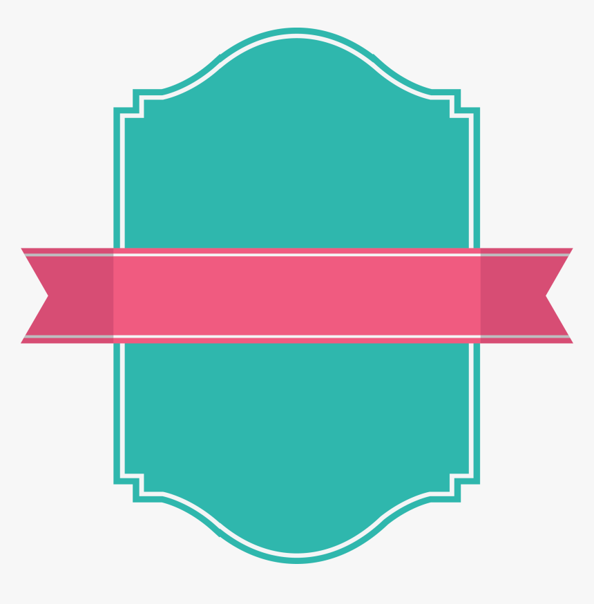 Green Rectangle Badge With Pink Ribbon Banner With - Rectangle Ribbon Badge, HD Png Download, Free Download