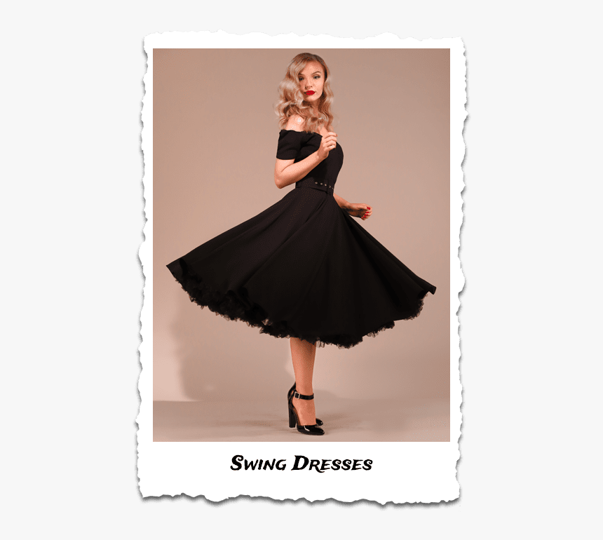 Vintage Inspired Clothing, Unique Retro Clothing, Retro - Black 50's Swing Dress, HD Png Download, Free Download