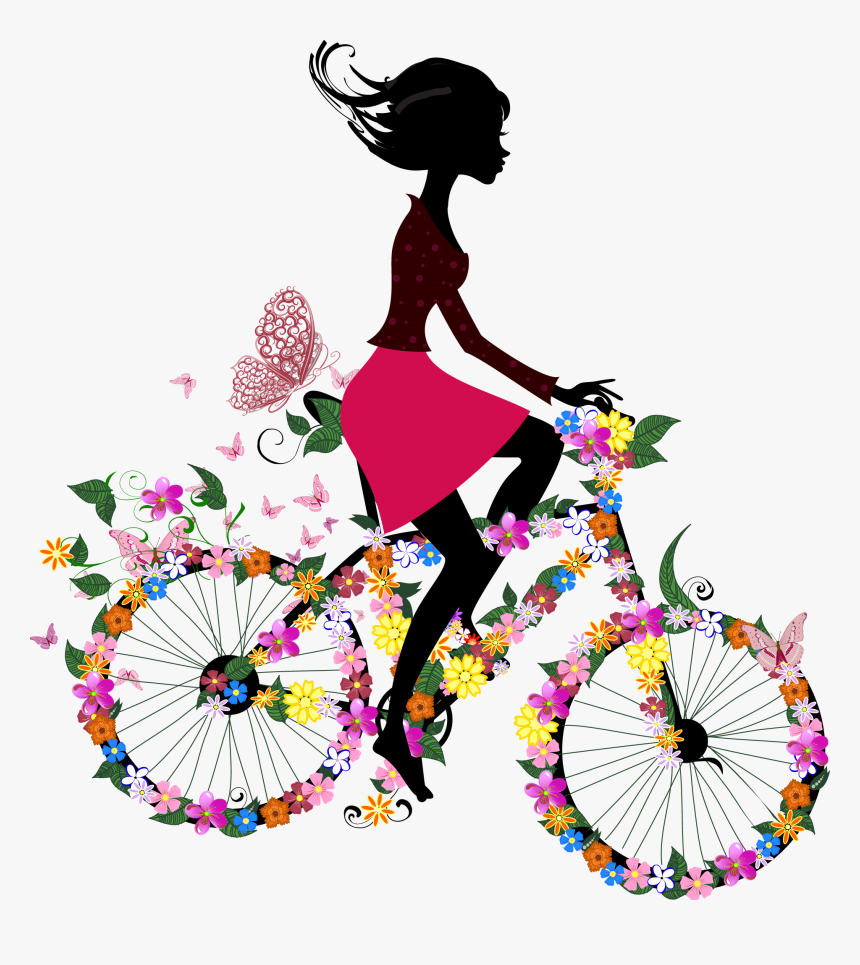 Bicycle Cycling Woman Wallpaper - Bike Girl On A Bike Silhouette, HD Png Download, Free Download