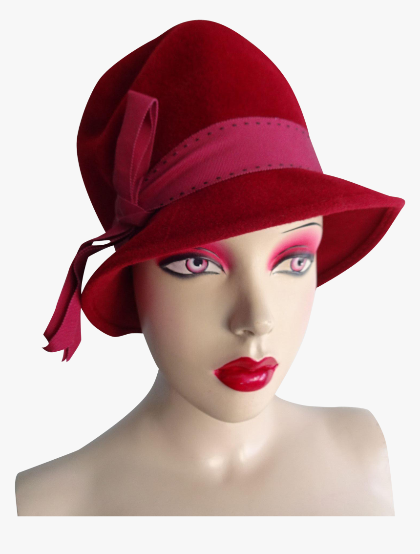 Deep Red Cloche Hat Vintage 1960s Fur Felt French Designer - Costume Hat, HD Png Download, Free Download