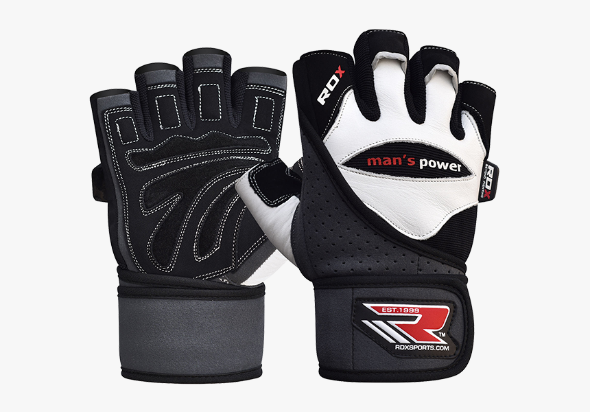 Gym Glove Leather White/black - Rdx Lifting Gloves, HD Png Download, Free Download