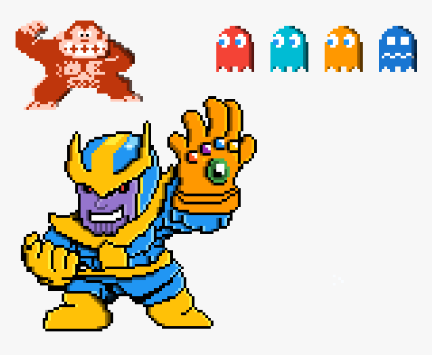 Pac Man Ghosts, King Kong And Thanos - 8 Bit Donkey Kong, HD Png Download, Free Download