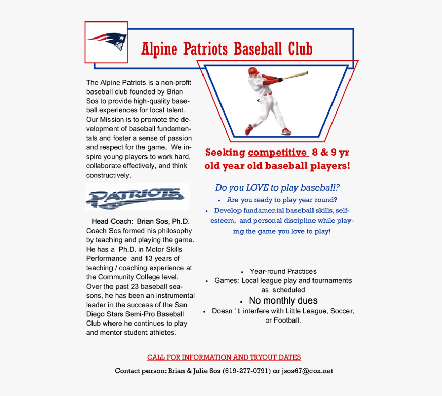 Alpinepatriots Promo5 - Baseball Player Clip Art, HD Png Download, Free Download