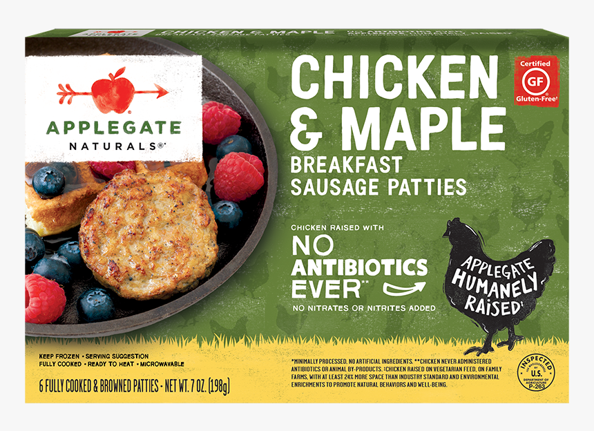 Nat - Chicken - Maple - Patties Front - Applegate Maple Chicken Sausage, HD Png Download, Free Download