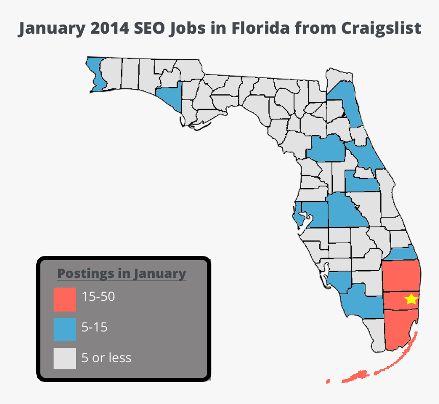 Florida Seo Job Location Map - Craigslist Area Map Florida, HD Png Download, Free Download