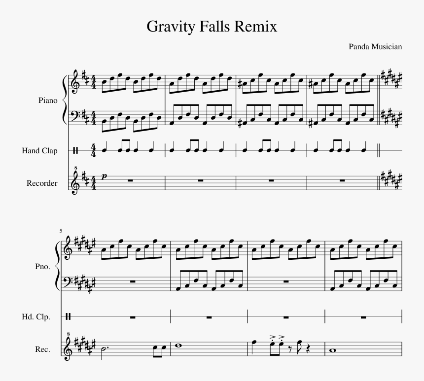 Gravity Falls Remix Sheet Music Composed By Panda Musician - Sheet Music, HD Png Download, Free Download