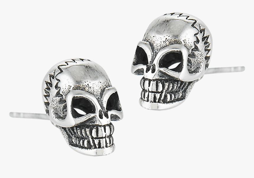 Sterling Silver Eerie Skull Stud Earrings - Skull, HD Png Download, Free Download