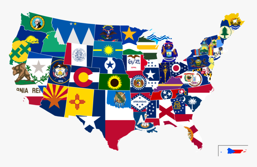 Us States Flag Map, HD Png Download, Free Download