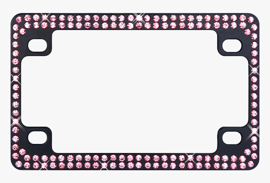 Black Metal Motorcycle Frame With Double Row Pink Crystals - Mybat Double Row Black Metal Motorcycle Frame With, HD Png Download, Free Download