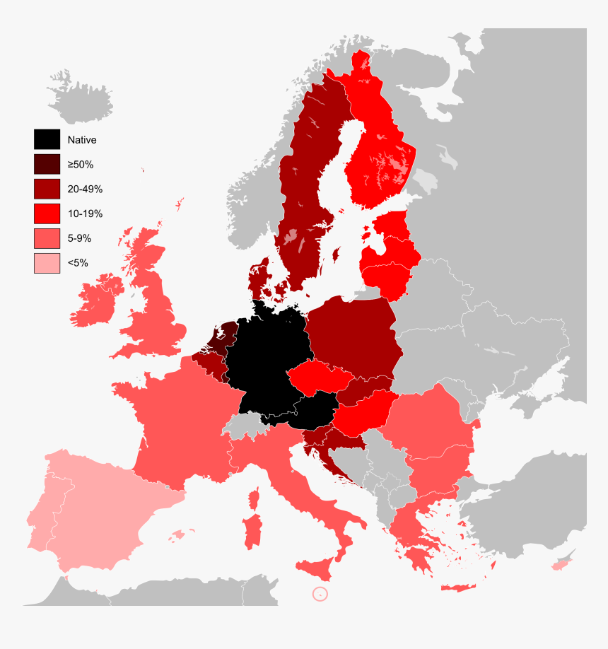 German Language In Europe, HD Png Download, Free Download