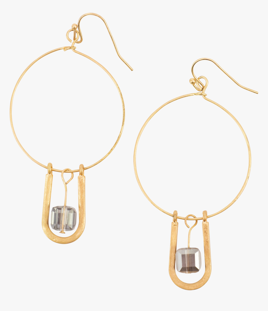 *gold Hoop With U Crystal Dangle - Earrings, HD Png Download, Free Download