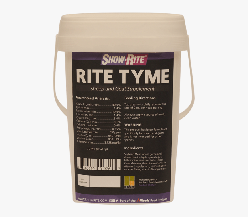 Show Rite® Rite Tyme™ Sheep And Goat Supplement"

 - Rite Tyme Sheep Top Dress, HD Png Download, Free Download