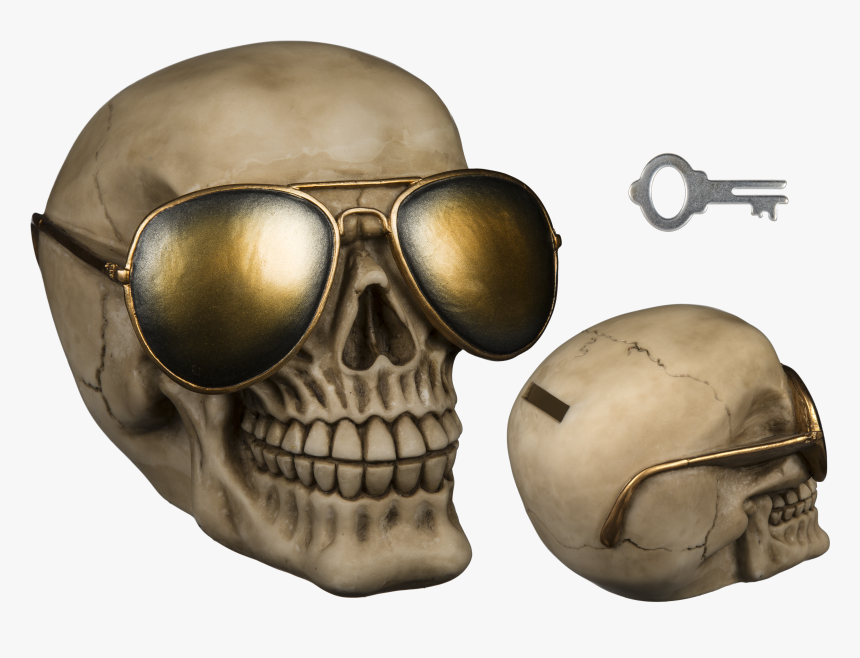 Polyresin Savings Bank - Calavera Con Gafas Sol, HD Png Download, Free Download