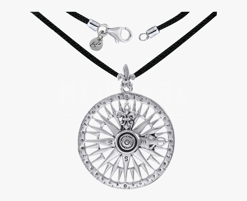 Silver Compass Rose Pendant And Cord - Flag Of India, HD Png Download, Free Download