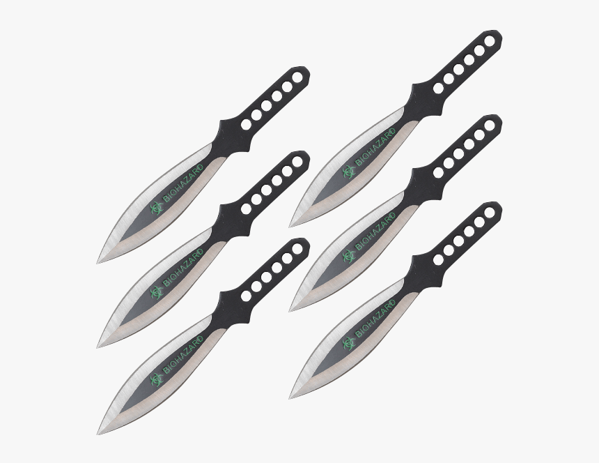 6 Piece Biohazard Silver Wing Throwing Knives - Hunting Knife, HD Png Download, Free Download