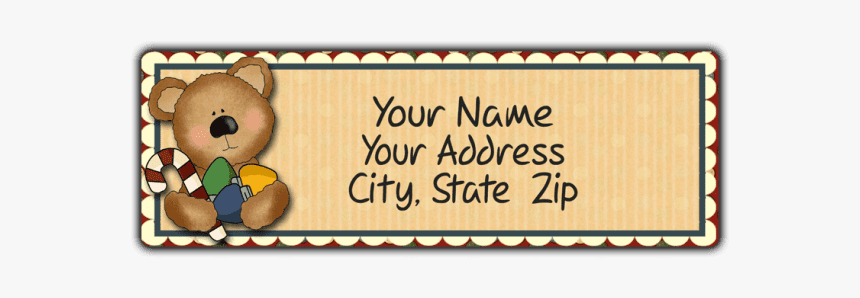 Christmas Teddy Bear Return Address Label - Tan, HD Png Download, Free Download