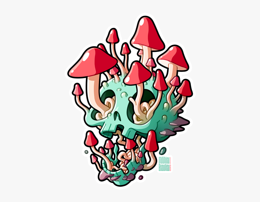 Shrooming Skull Process Gif Pink Turquoise Zombie Skeleton, HD Png Download, Free Download