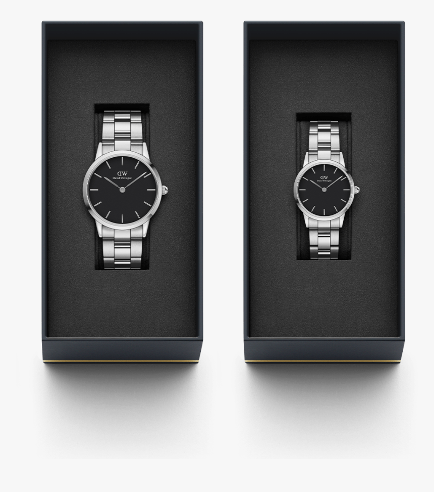 Couple Gift Set Iconic Link 36mm Silver Iconic Link - Daniel Wellington Iconic Link Silver Black, HD Png Download, Free Download