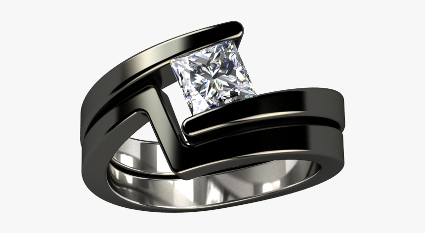 Etoile Princess Cut Black Titanium Ring"
 Class="lazy - Black Titanium Ring With Stone, HD Png Download, Free Download