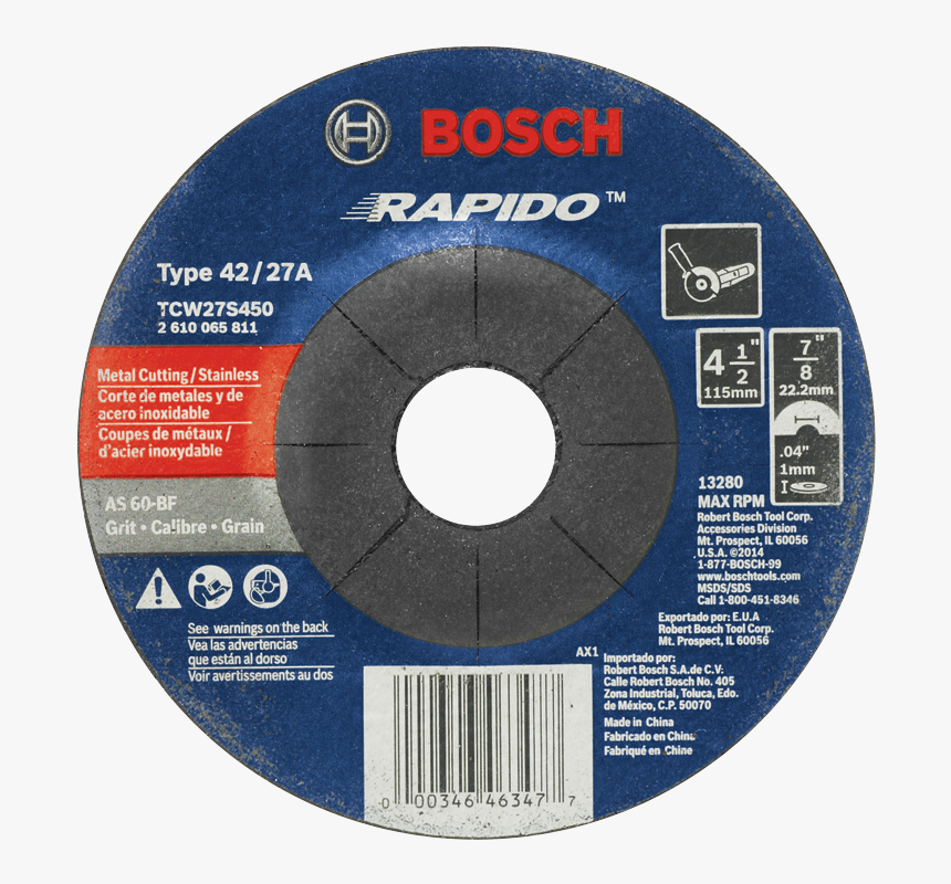 Tcw27s450 Disco Abrasivo Para Corte Rápido En Metal/acero - Label, HD Png Download, Free Download