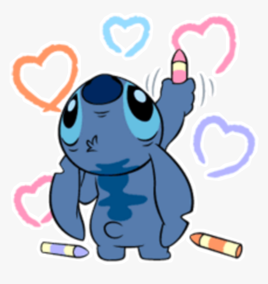 #stitch #alien #crayon #blue #cute #aww #art #heart - Stitch Drawing On Wall, HD Png Download, Free Download