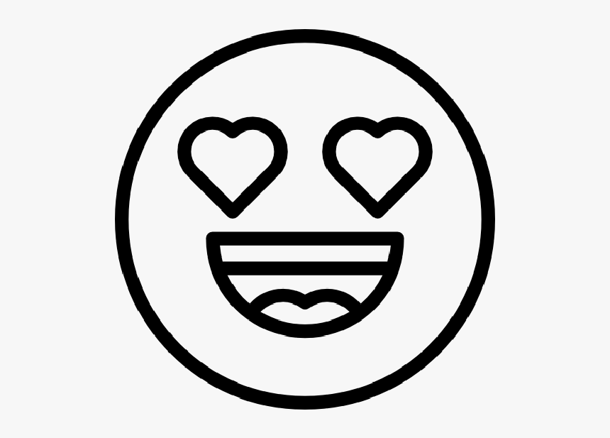 Hearts Eyes Custom Stamp - Love Heart Emoji Black And White, HD Png Download, Free Download