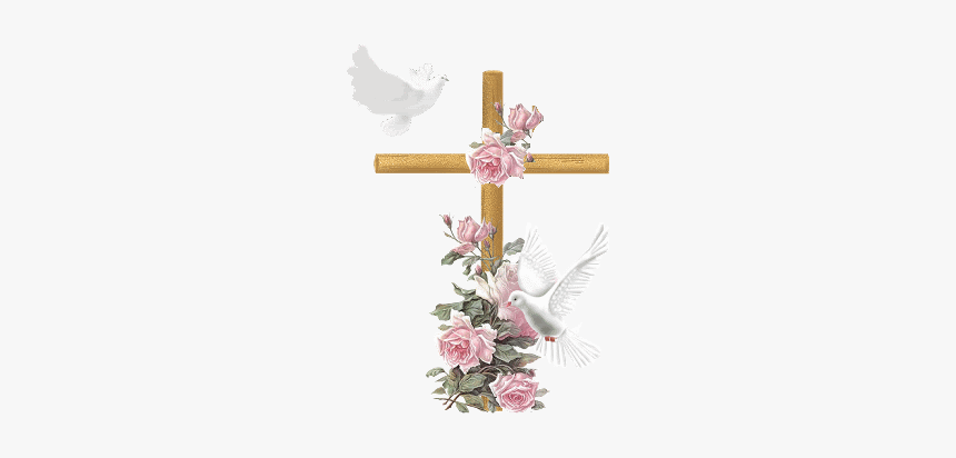 #cross #pigeons #religion #religius - Cross With Roses Clipart, HD Png Download, Free Download