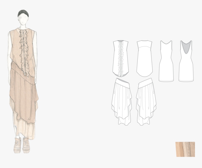 Ma Lgu Ruffle Top Skirt Min - Sketch, HD Png Download, Free Download