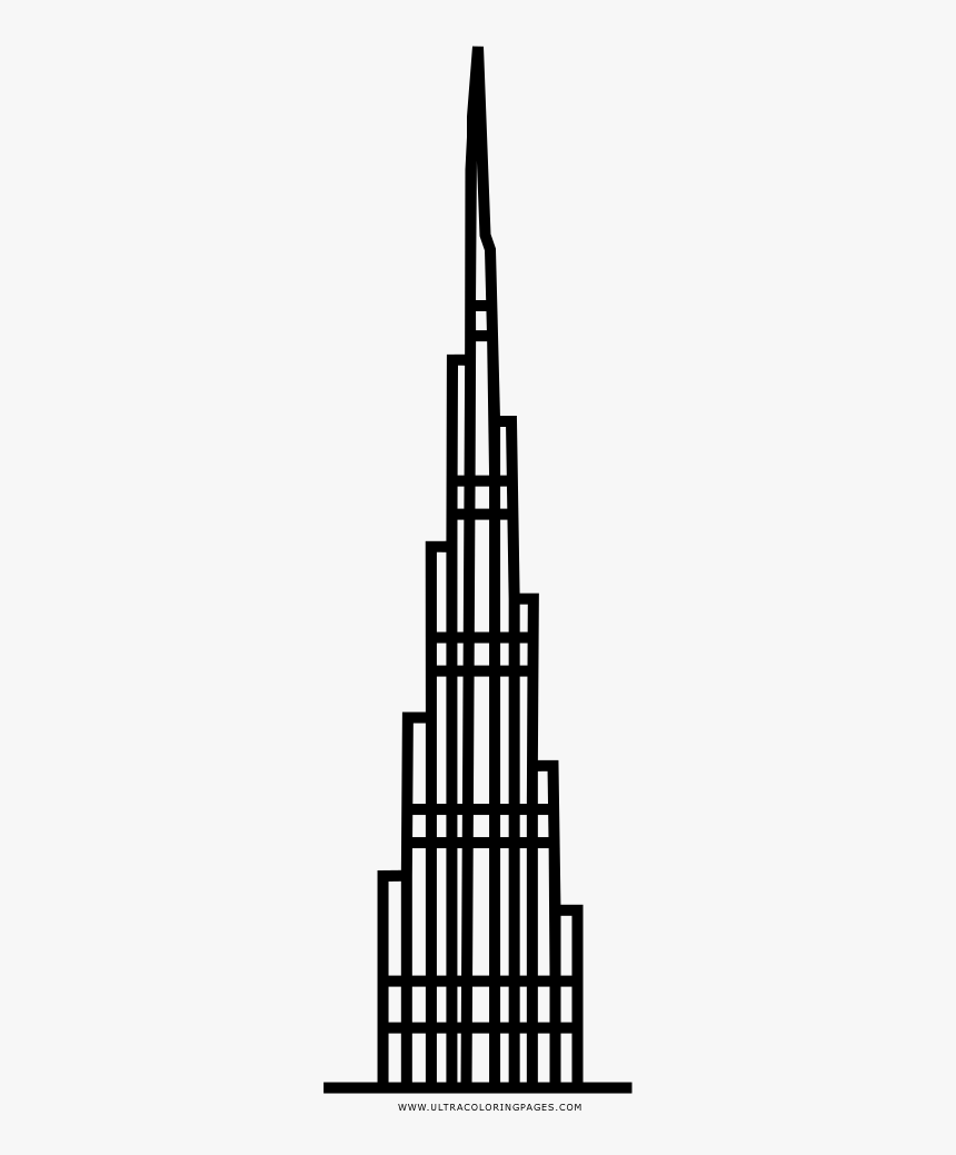 Burj Khalifa Coloring Page - Line Art, HD Png Download - kindpng
