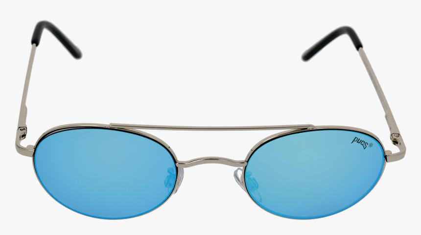 Shiny Silver Frame Ice Blue Multi Mirror Lens - Glasses, HD Png Download, Free Download