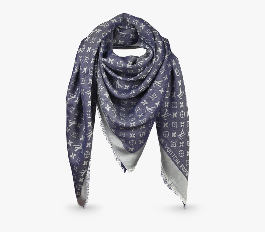 Monogram Denim Shawl Via Louis Vuitton - Louis Vuitton Blue Denim Scarf, HD Png Download, Free Download