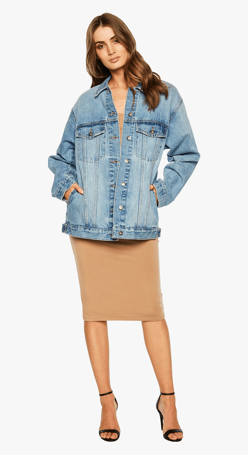 Kylie Denim Jacket In Colour Citadel - Miniskirt, HD Png Download, Free Download