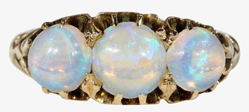 Super Lively Antique Opal Ring 3-stone Hallmarked - Opal, HD Png Download, Free Download