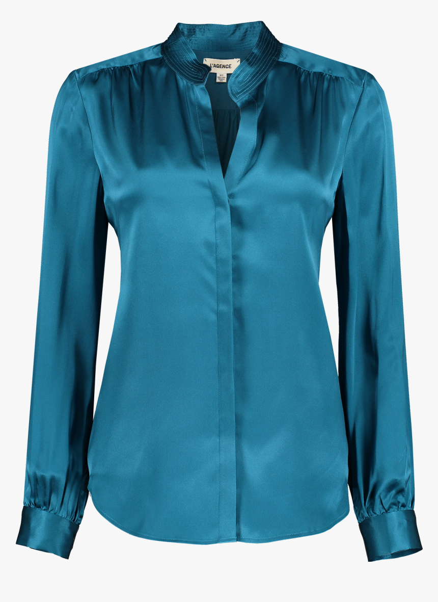 Front View Image Of L"agence Women"s Bianca Band Collar - Blouse, HD Png Download, Free Download