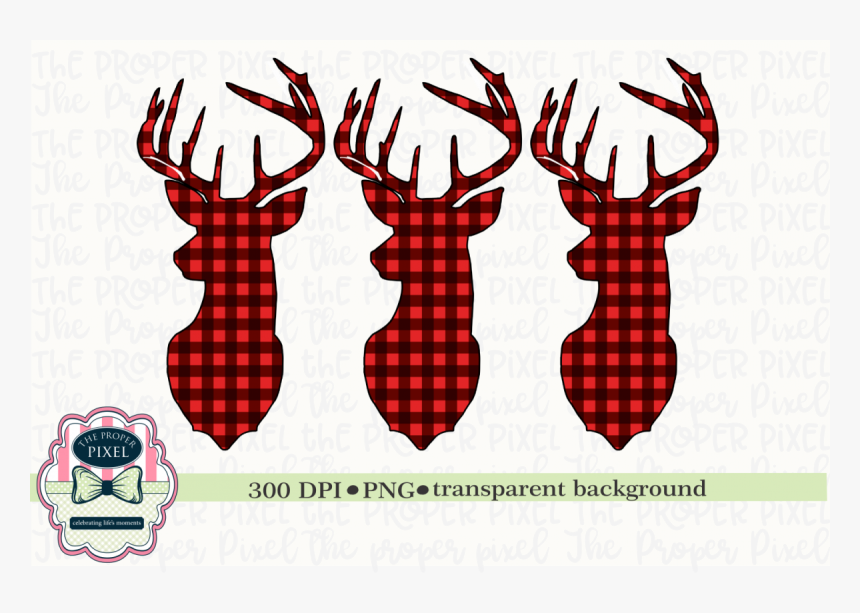 Deer Design Buffalo Plaid Christmas Sublimation Printable - Deer, HD Png Download, Free Download