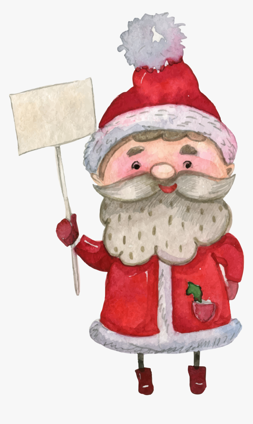 Santa Claus Watercolor Painting - Watercolor Painting, HD Png Download, Free Download