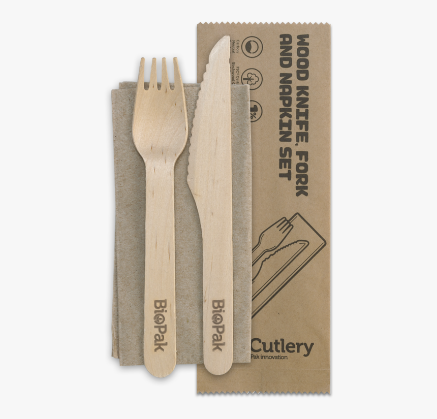 Biopak Knife Fork And Napkin Set, HD Png Download, Free Download