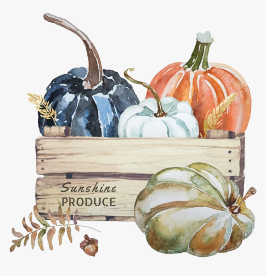 #watercolor #pumpkins #crate #fall #leaves #autumn - Throw Pillow, HD Png Download, Free Download